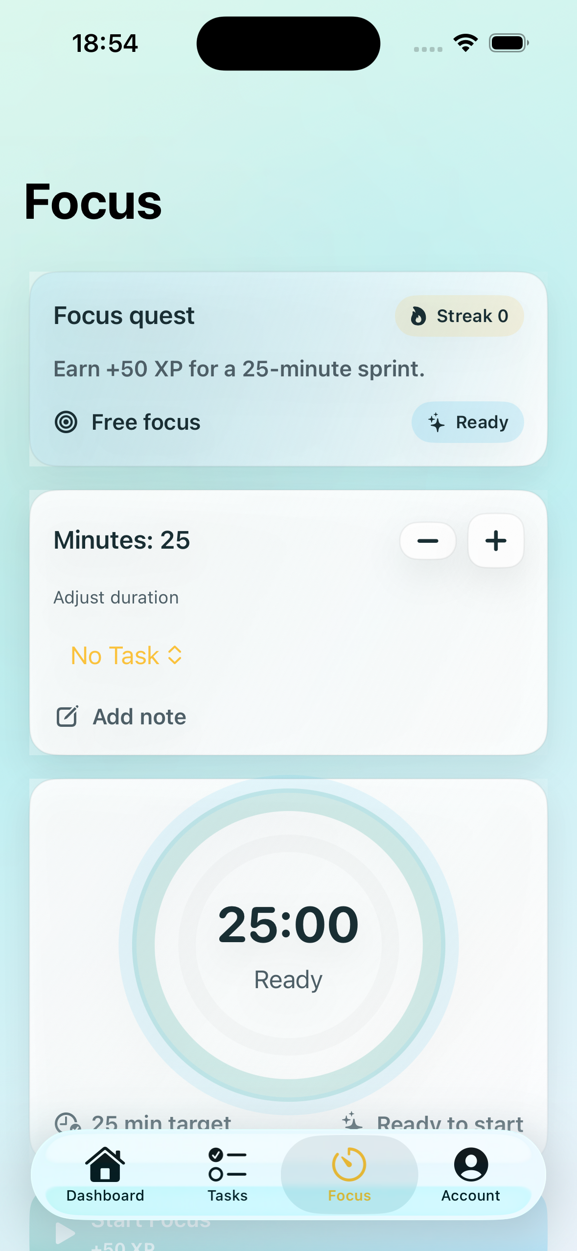 Focus timer screenshot
